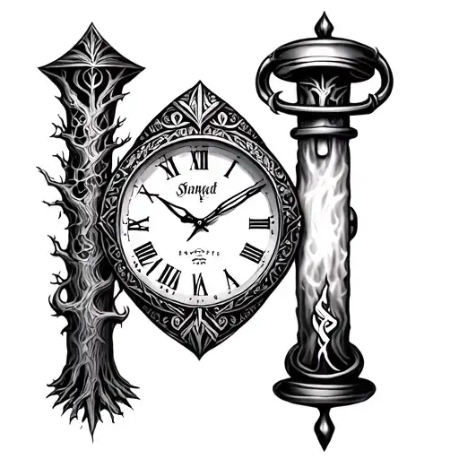 Sanduhr Mit Vikings Symbols With Tree