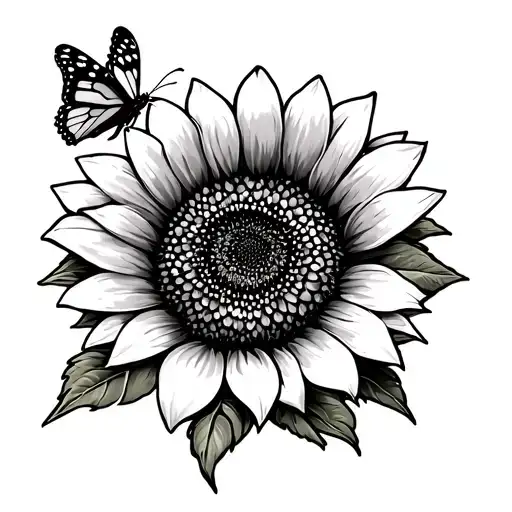 Sunflower With A Monarch Butterfly On Top