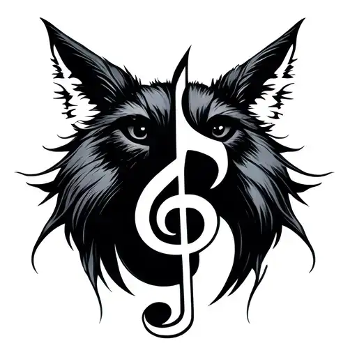 A Minimalist Tattoo Of A Music Note Morphing Into An Animal Shape