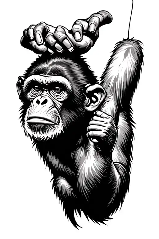 Mad Monkey Climbing Classic Tattoo Style