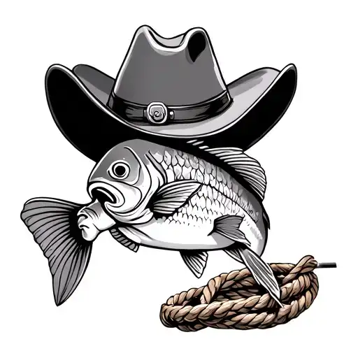 Fish And Lasso Or Cowboy Hat