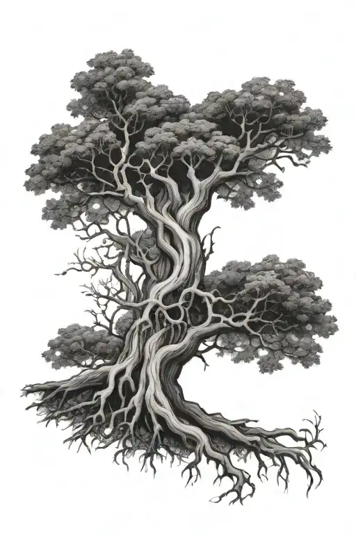 Tree With Roots Reaching Deep