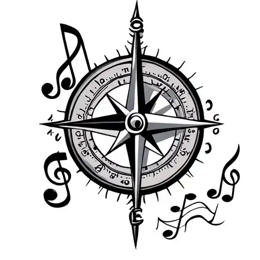 Compass And Musical Notes On The Arm