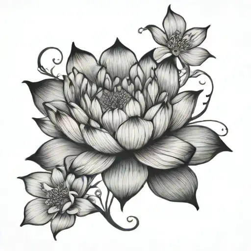 Lotus Flower With Wild Rose Growing Inside