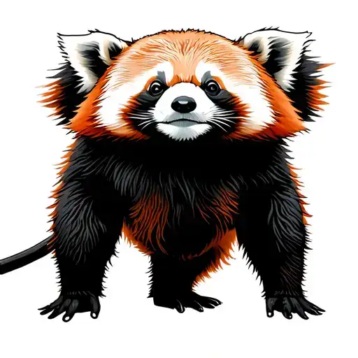 Red Panda Samurai Standing Award Drawn Minimalist