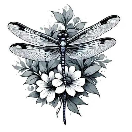 Dragonfly Flowers Wrapped