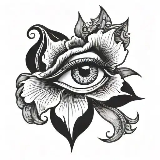 Iris Flower In The Middle On Egyptian Eye Symbol Integrated