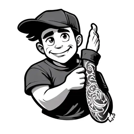 Cartoon Graffiti Character Holding