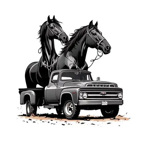 Western Horses And Diesel Pickup Trucks