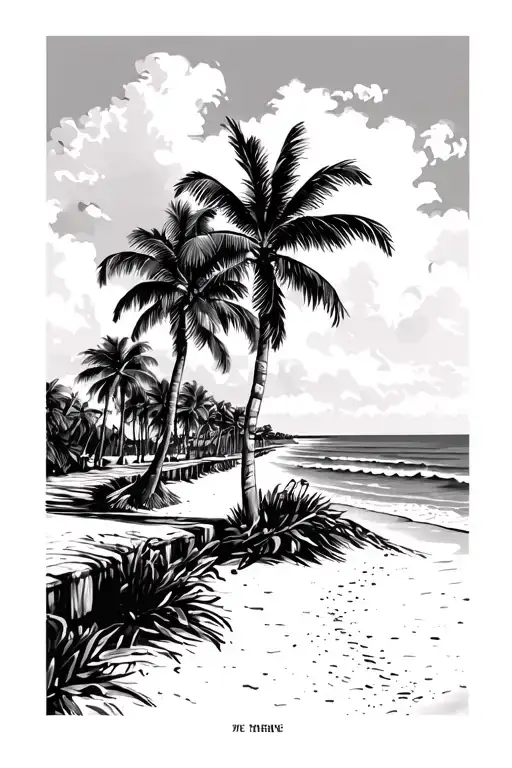 Beach Front Palm Trees Ocean Drive Miami