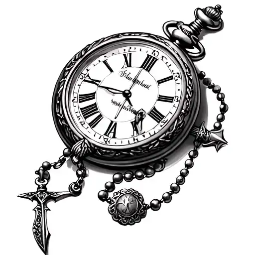 Pocket Watch Sword And Rosary