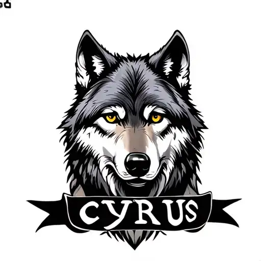 Wolf Tattoo With Name Cyrus