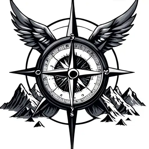 Compass And Mountains