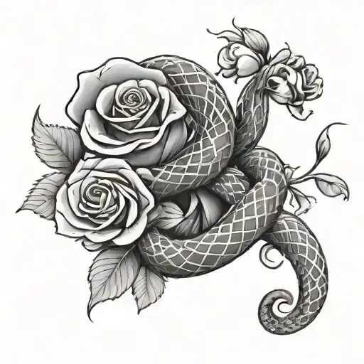 A Snake Wrapped Around Roses
