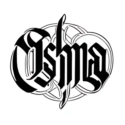 The Word Oshma In Cursive Minimal