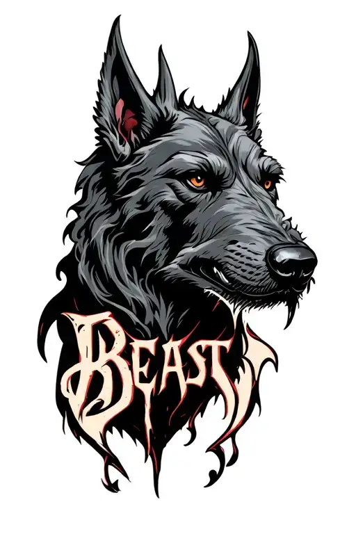 The Word Beast With Hidden Smoky Hellhound Head