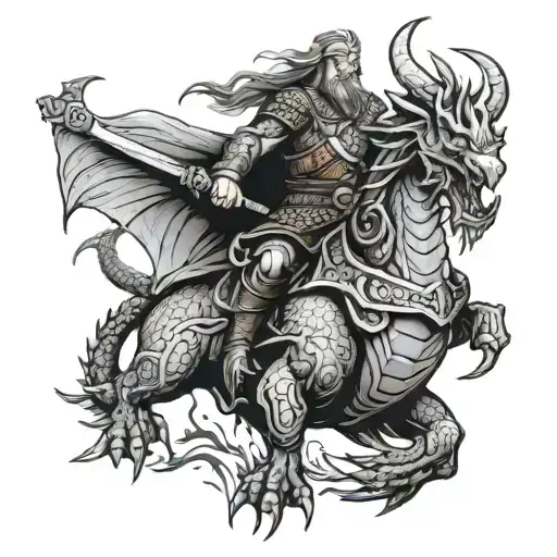 A Fierce Viking Warrior Riding A Dragon Into Battle