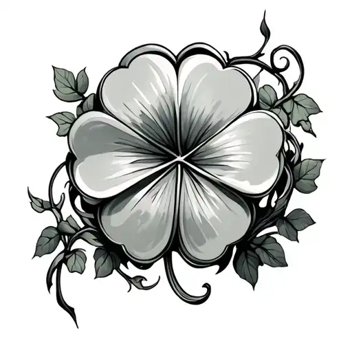 4 Leaf Clover And Vine Intertwined