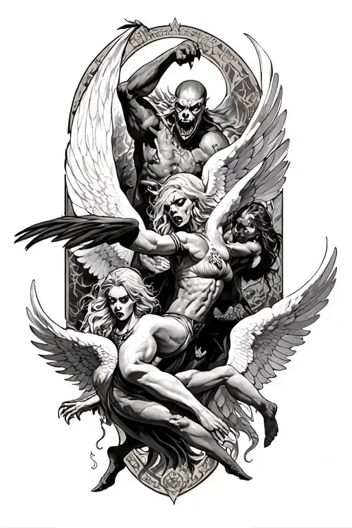Evil Defeating Angels Fighting