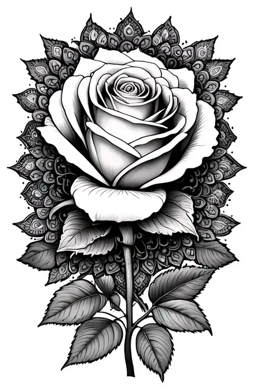Rose With Mandala Background