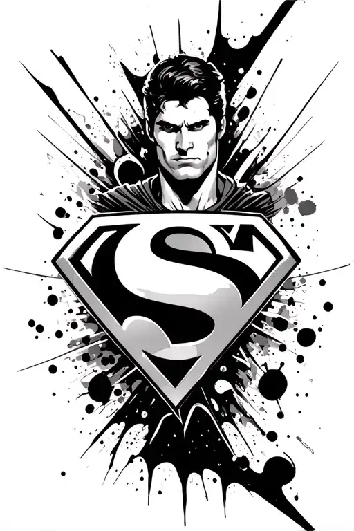 Superman Symbol Surrounded With Trash Polka Style
