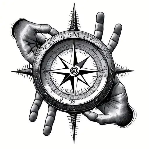 Compass With Four Human Fingerprints Around It