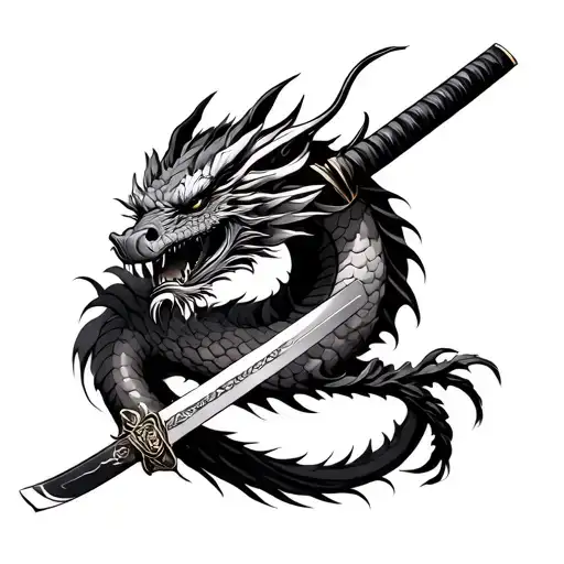 Katana And Dragon Wrapped