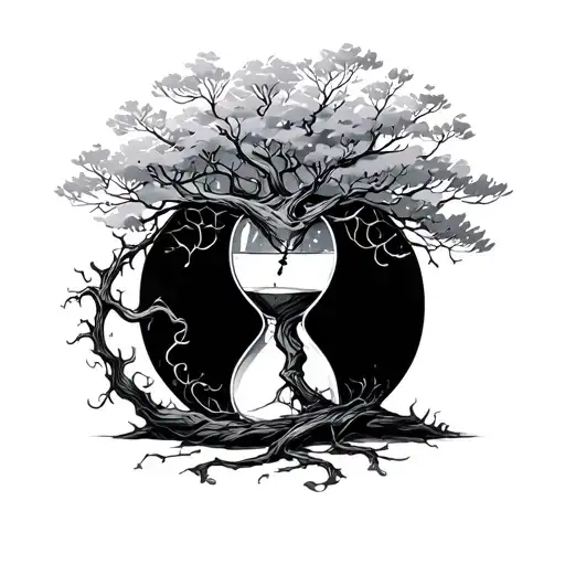 Tree Wrapped Around Hour Glass