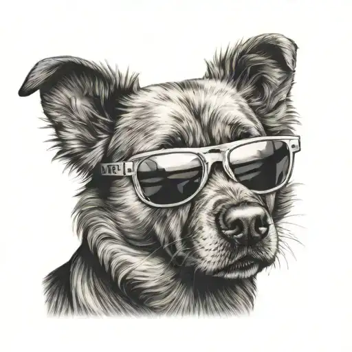 A Detailed Portrait Of A Dog With Fbi Sunglasses On