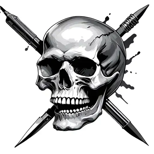 Skull With Xacto Blades