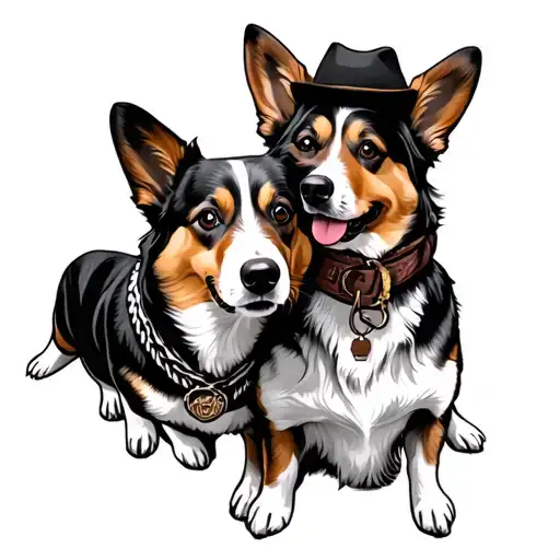Corgi Western Mom Daughter