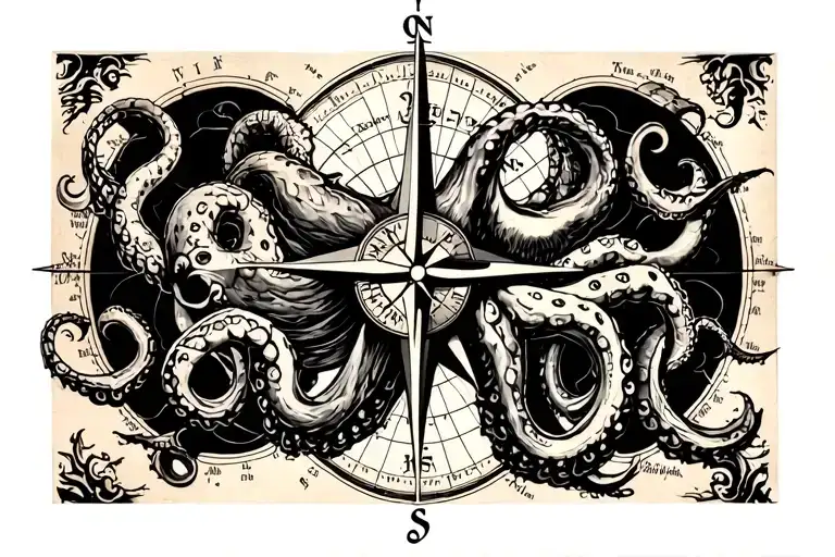 Map And Compass And Kraken Emerging
