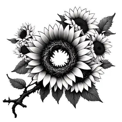 Tree Branch With Twig Wreath With Sunflowers