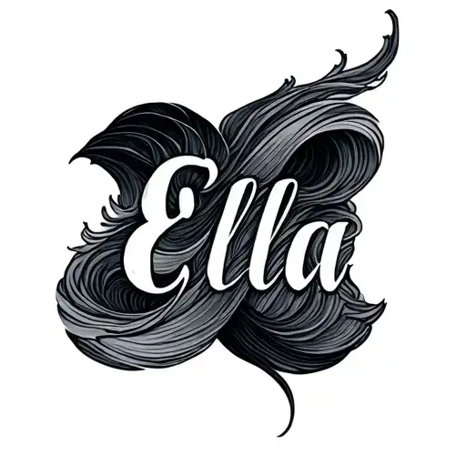 A Single Lined Wave Thena Linked Word Ella