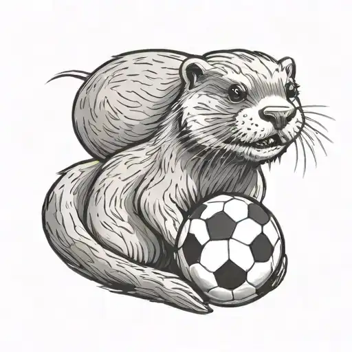 An Cute Otter With Soccer Balls
