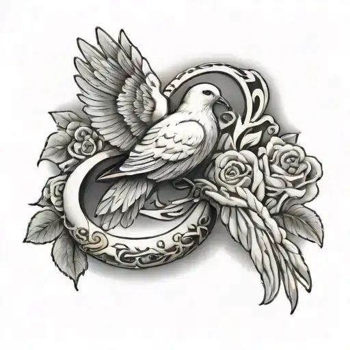 Rest In Peace For My Grandpa With A Dove Holding A Golden Ring