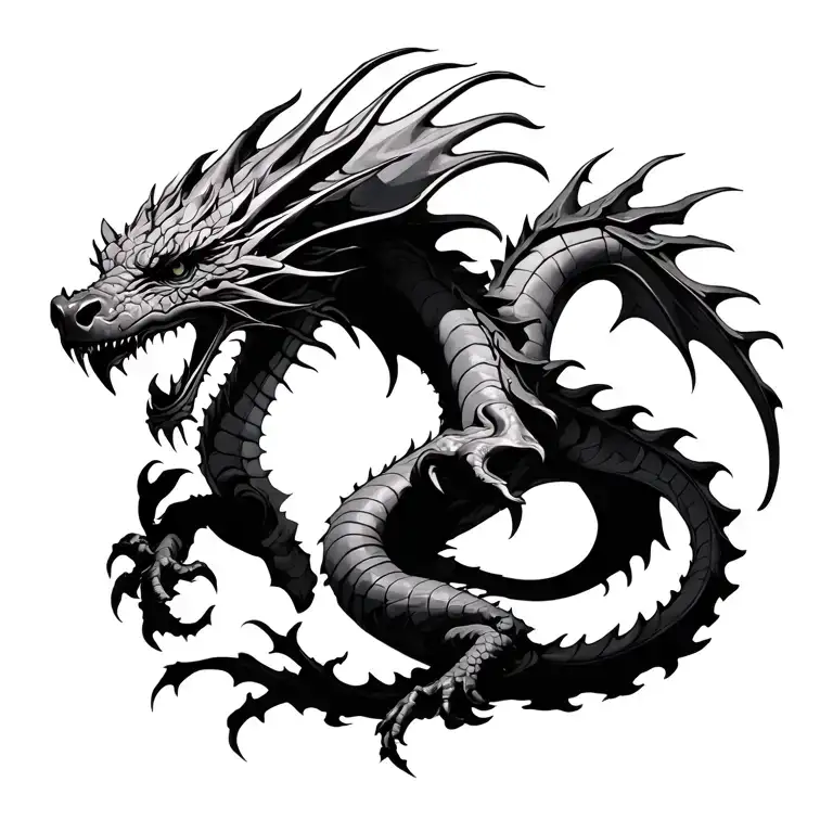 Gothic Dragon Stretched Out As A Spine Piece