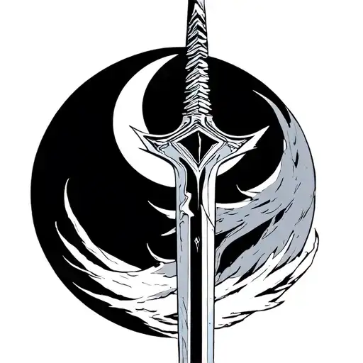 Spear Of Longinus From Neon Genesis Evangelion With A Half Crescent Moon