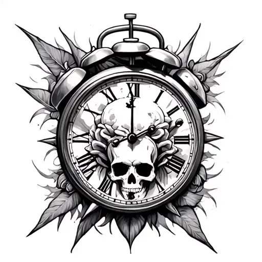Time Clock And Skull
