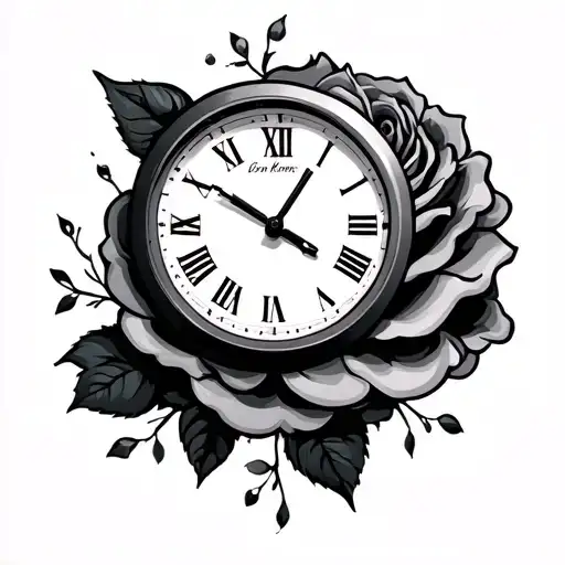 Ski Mask And Time Clock With Rose