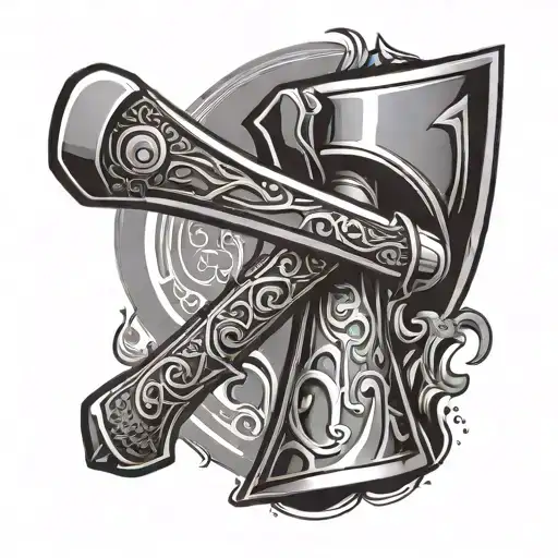 Create A Manager-themed Tattoo Featuring A Turkish Axe As A Symbol Of Leadership