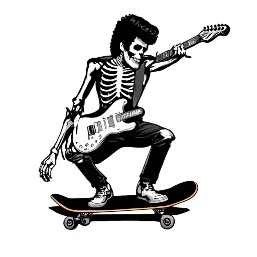 Skeleton Elvis On A Skateboard