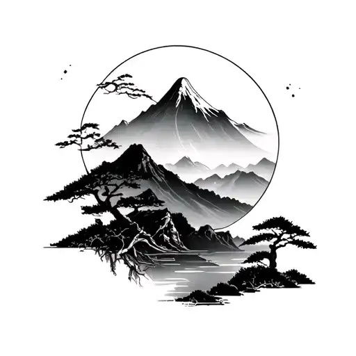 Japanese Mountain Scene