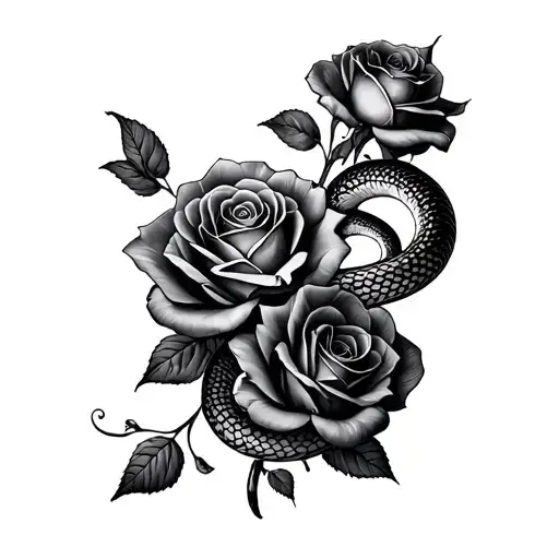 Open Face Roses And Snake