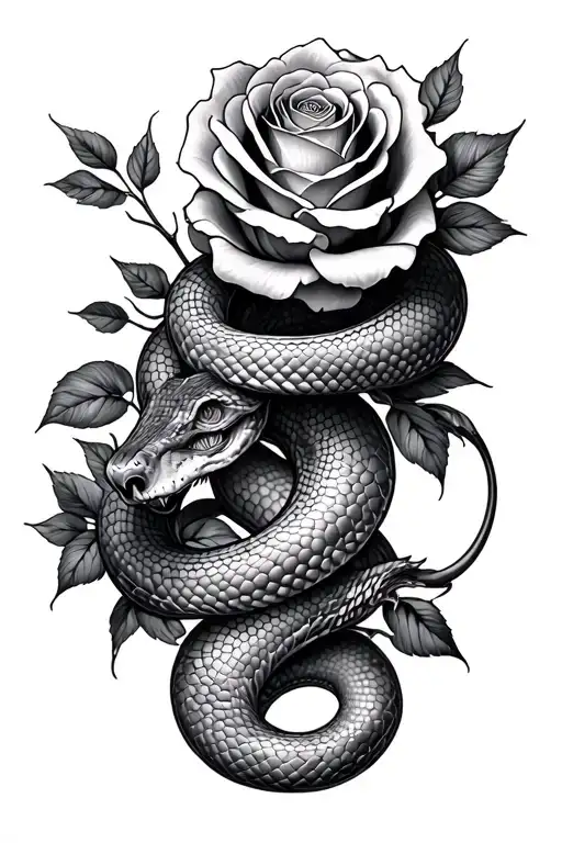 Open Face Roses And Snake