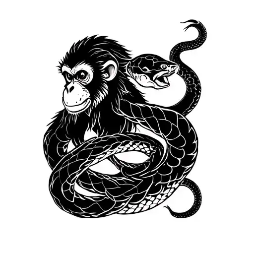 Chinese Zodiac Monkey And Snake