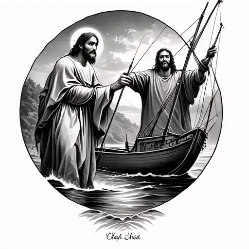 Christian Half Sleeve Depicting Jesus Calling Fishermen