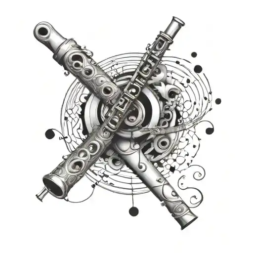 A Surreal Fusion Of A Flute And Abstract Art Elements Creating A Unique Design