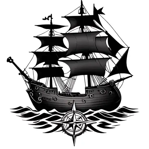 Pirate Ship And Compass Design
