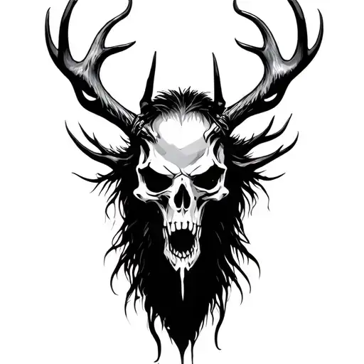 Man Wearing Wendigo Skull